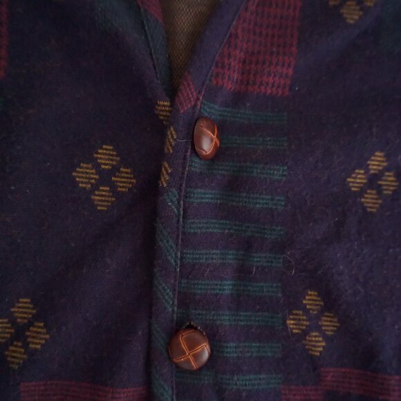 417 by Van Heusen Knit Vest Burgundy Geometric Pattern 90s Eclectic Grandpa XL - Picture 9 of 9